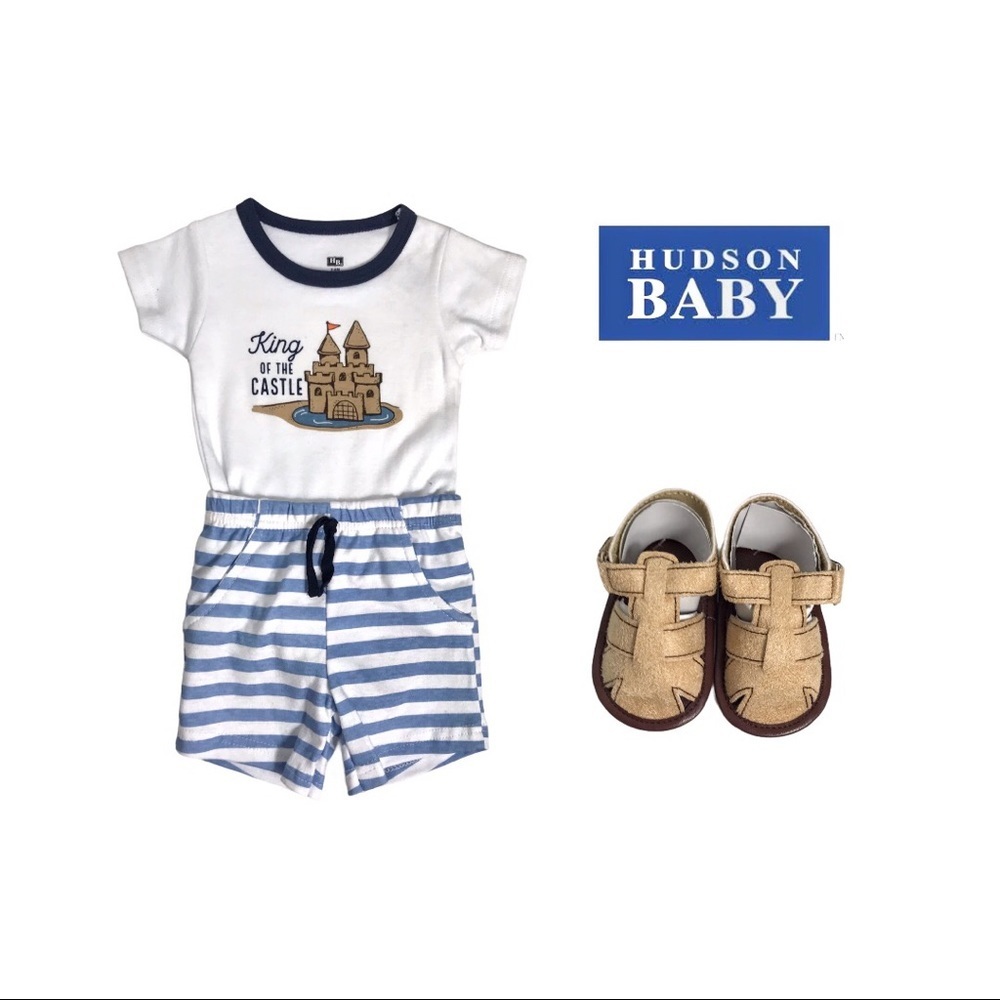 NWT Hudson Baby Bodysuit, Shorts and Shoe Set